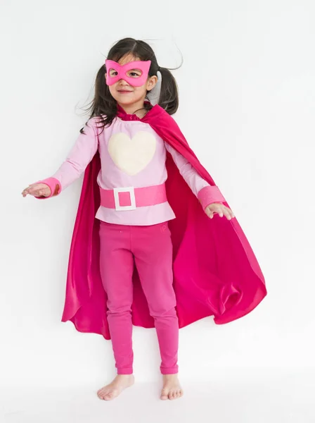 Menina em traje Superhero — Fotografia de Stock