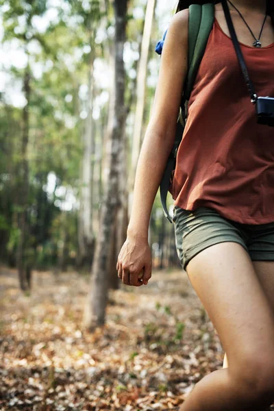 Chica caminando en el bosque —  Fotos de Stock