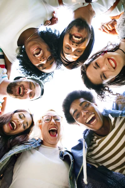 Students looking down on the camera — Stock Photo, Image