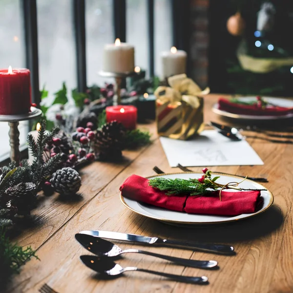 Table with Christmas Dinner — Stock Photo, Image