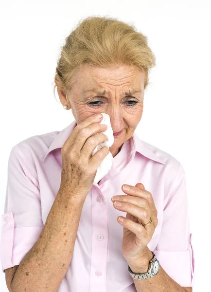 Senior Woman Crying — Stock Photo, Image