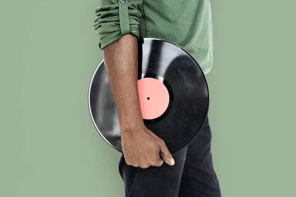 Man met Vinyl schijf — Stockfoto