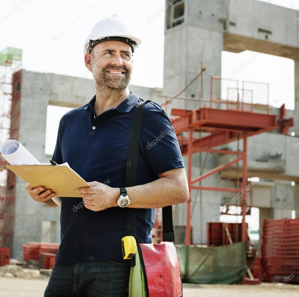 Construction Worker with architecture Plan