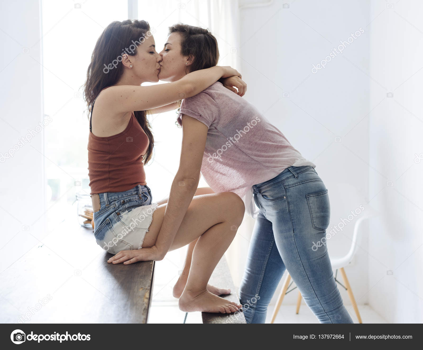 Lesbian Couple Kissing