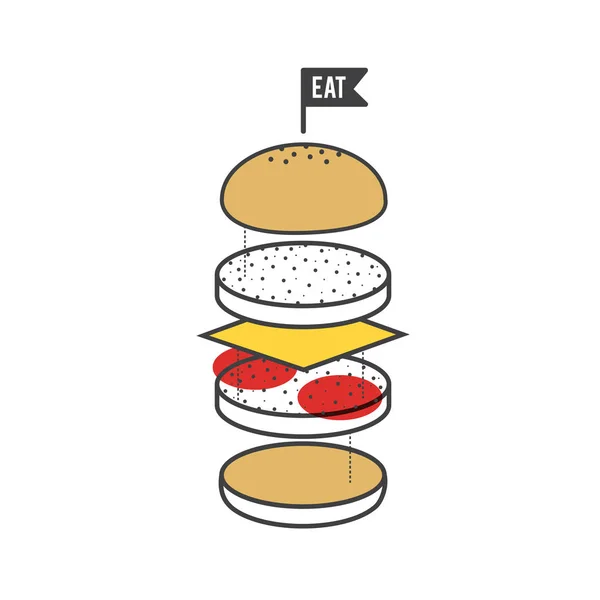 Creative drawing of Burger — Stock Vector