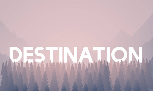 Пейзаж с деревьями и горами
