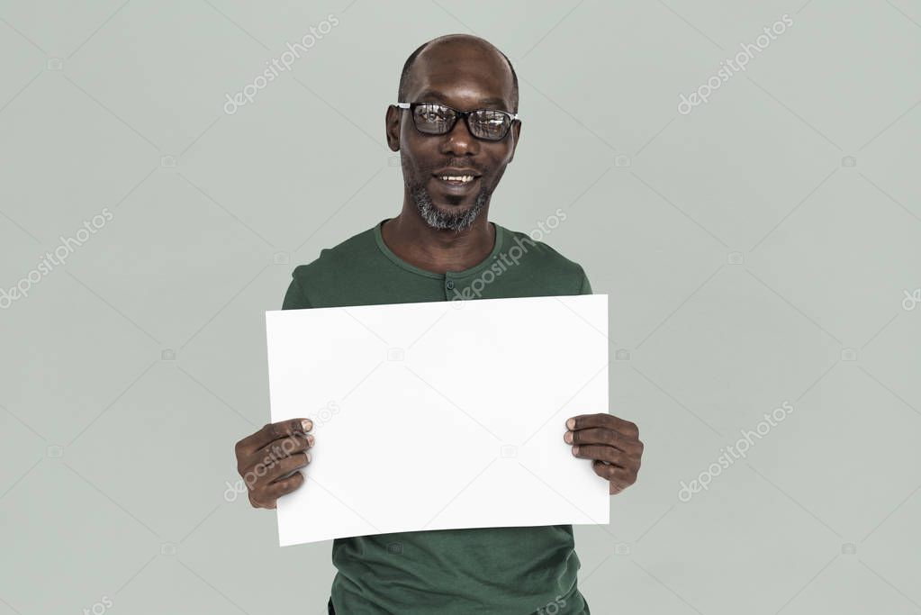 African Man Holding Placard