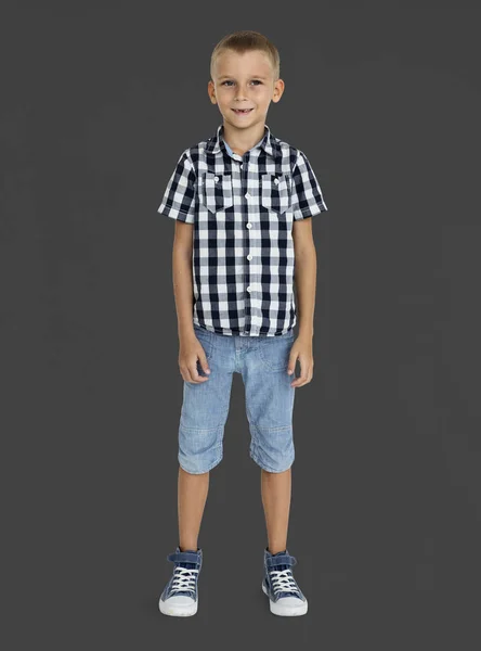 Casual Little Boy in Studio — Stock Photo, Image