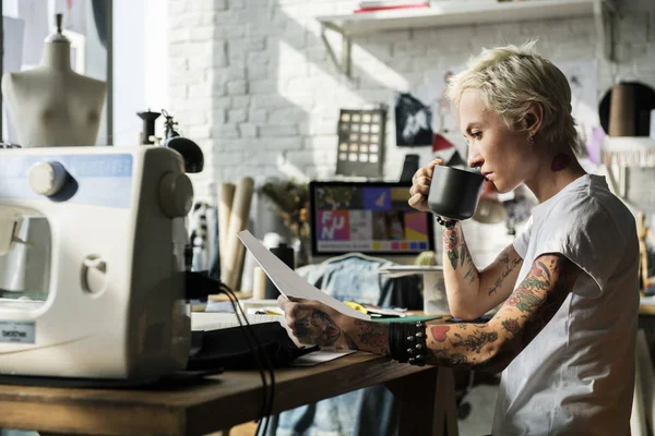 Fashion designer working in Showroom — Stock Photo, Image