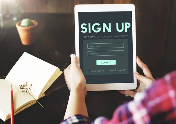 Human hands holding digital tablet — Stock Photo, Image