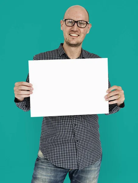 Man holding placard — Stock Photo, Image