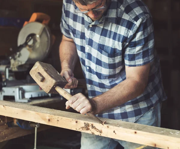 Carpenter Craftman dřevo dřevo dřevěné části koncepce — Stock fotografie