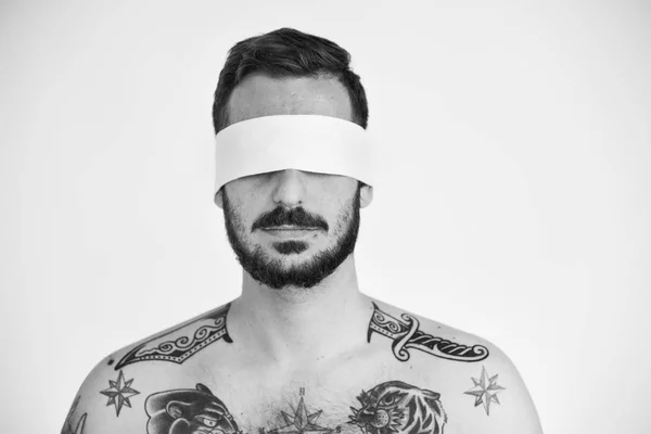 Barba tatuata uomo — Foto Stock