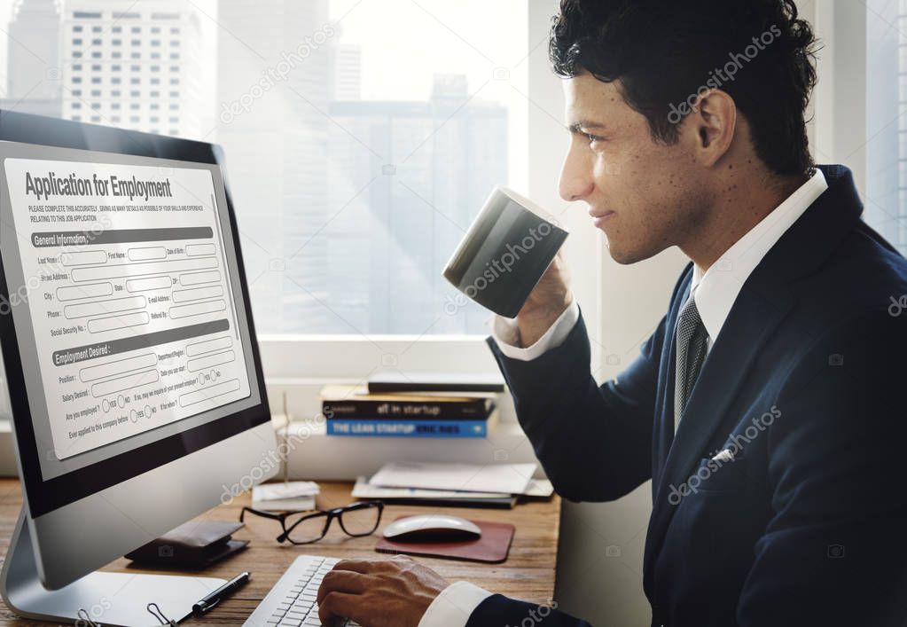 Businessman working with computer