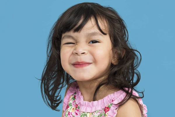 Rozkošný veselá dívka tvářička — Stock fotografie