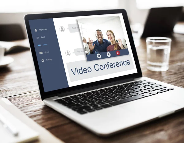 Opened laptop on table — Stock Photo, Image