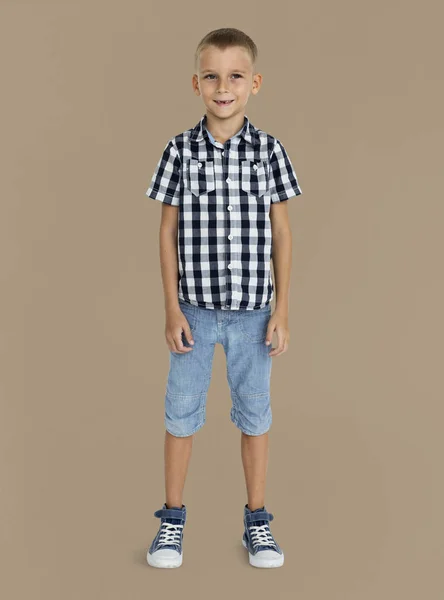 Casual Little Boy in Studio — Stock Photo, Image