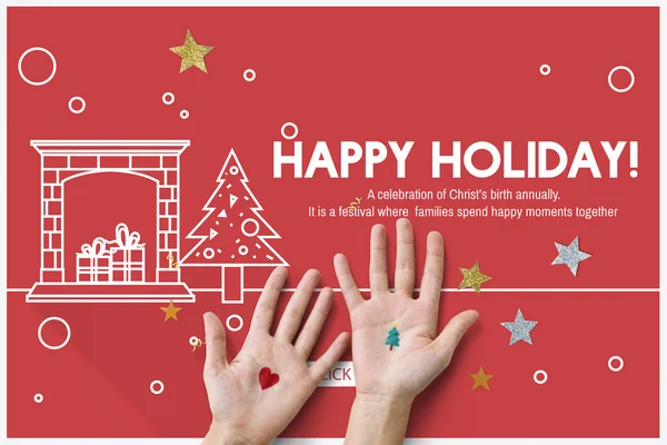 Menselijke handen met viering confetti — Stockfoto