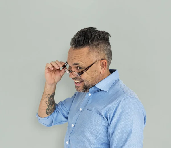 Homem maduro em óculos — Fotografia de Stock