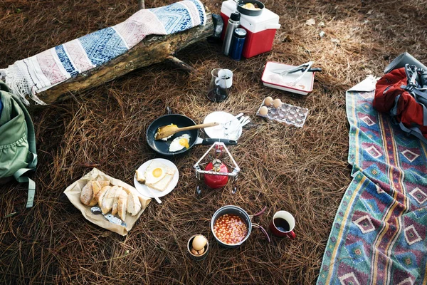 Cibo cucinato al Camping — Foto Stock