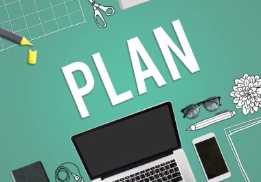 laptop ve cep çizilmiş tablo