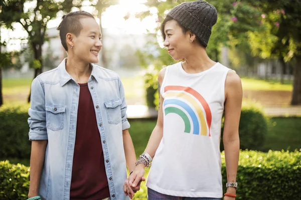 Lesbisk par spendera tid togerther — Stockfoto