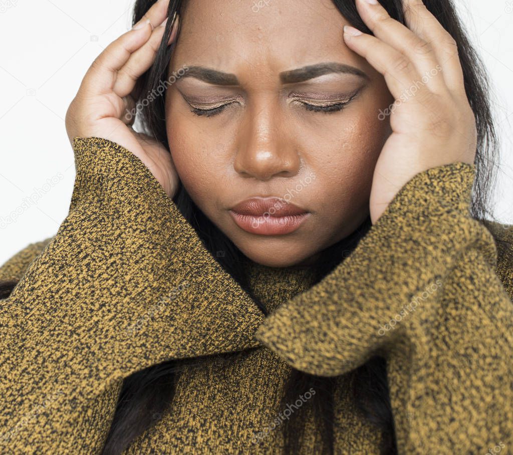  African American woman with headache 