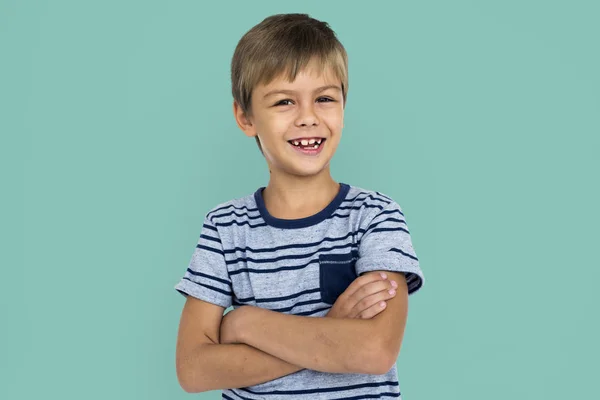 Leuke jongen in de studio — Stockfoto