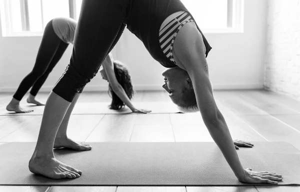 Sportif kadınlar yoga yaparken — Stok fotoğraf