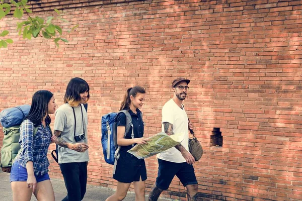 Friends Travel with backpacks