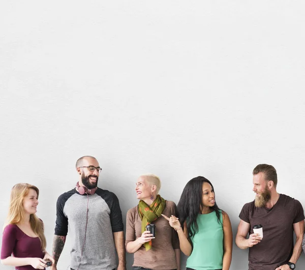 People standing near the wall — Stock Photo, Image