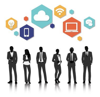 İş adamları ve düz simgeler