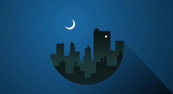 Obra gráfica de los paisajes urbanos de construcción nocturna — Vector de stock