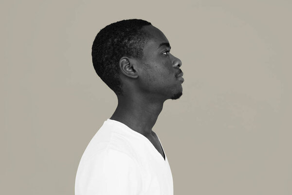 Portrait of serious young african american man in the studio, original photoset