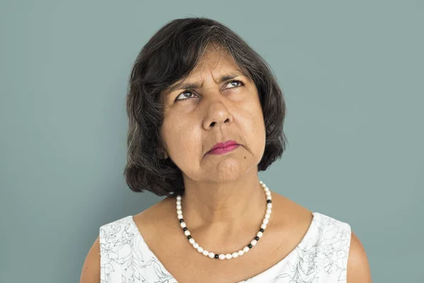 Mature woman face with short hair — Stock Photo, Image