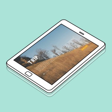 Mavi arka plan üzerinde dijital Tablet