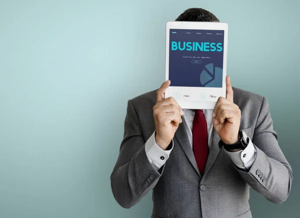 Business person holding tablet — Stock Photo, Image