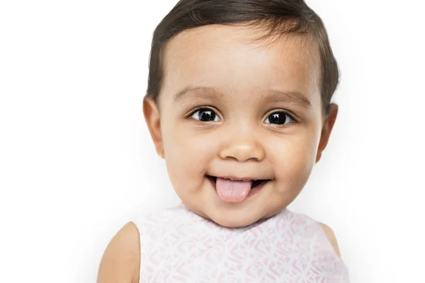 Menina mostrando língua — Fotografia de Stock