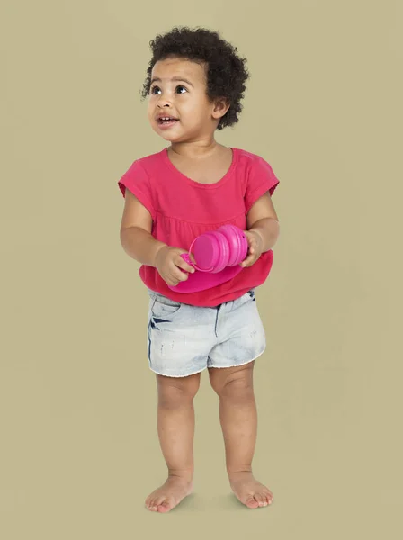 Afrikaanse kind met koptelefoon — Stockfoto