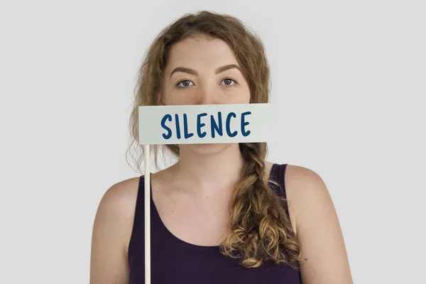 Kobieta usta puste krycia — Zdjęcie stockowe