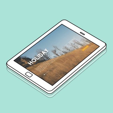 Mavi arka plan üzerinde dijital Tablet