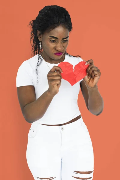 Африканський жінка з розбитим серцем червоний — стокове фото