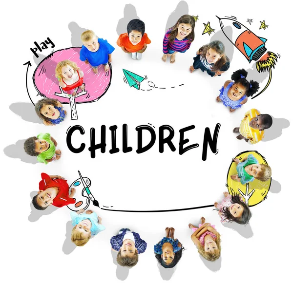 Ποικιλομορφία ομάδας παιδιών μαζί — Φωτογραφία Αρχείου