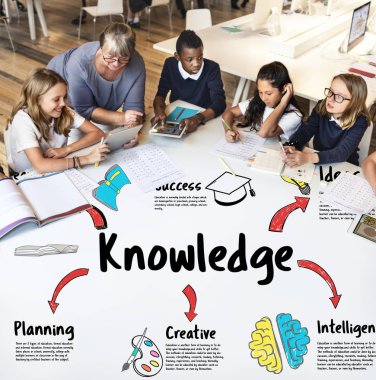 Okulda öğrenciler ile üst düzey öğretmen