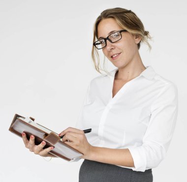 not defterinde yazılı iş kadını