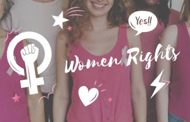 çeşitlilik kadınların pembe kurdeleler ile