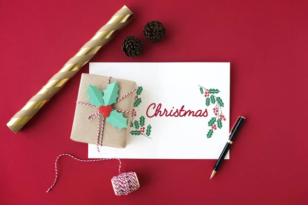 Karácsonyi kártya és a jelen — Stock Fotó