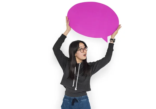 Konuşma balonu olan kadın — Stok fotoğraf