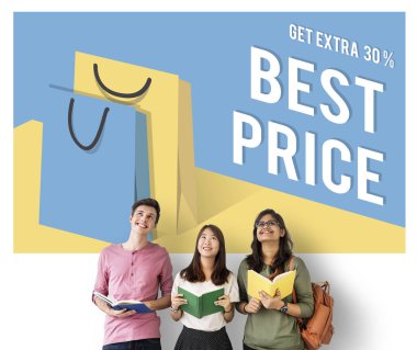 ayakta ve kitap tutan öğrenciler