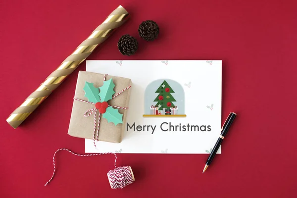 Carte de Noël et cadeau — Photo
